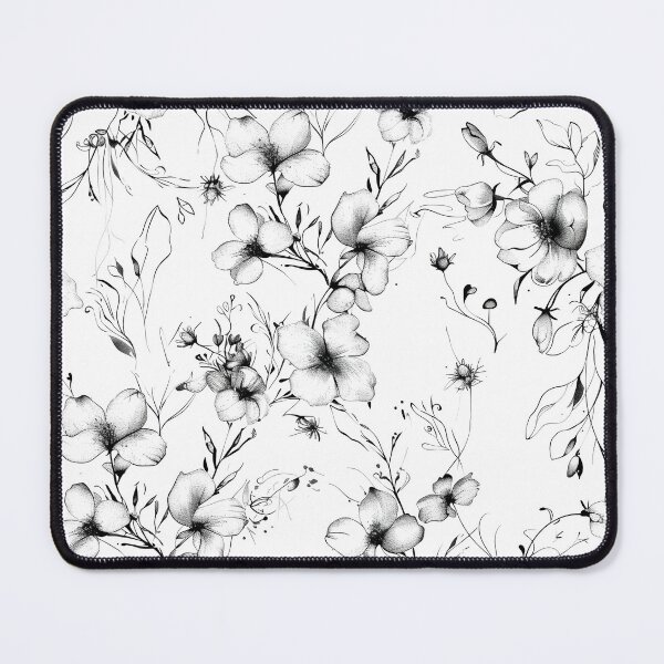 Item preview, Monochrome Elegance Floral Pattern designed and sold by RayFineArt.