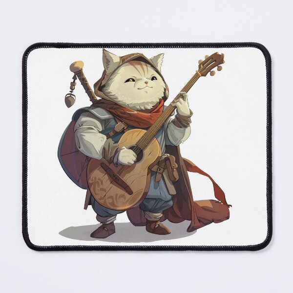 Item preview, Troubadour Cat Bard Strumming a Mandolin designed and sold by dungeonwarriors.