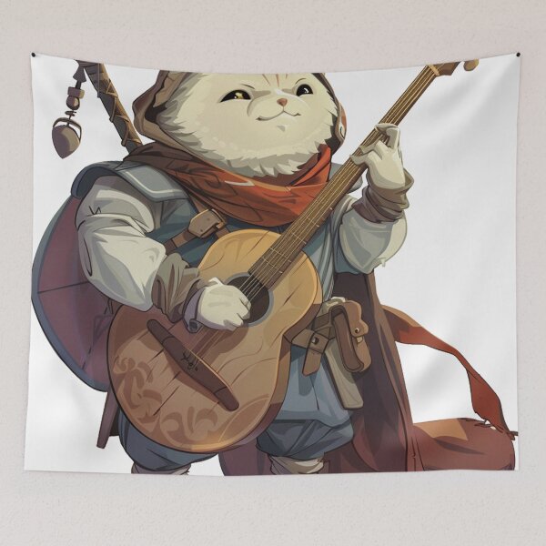 Item preview, Troubadour Cat Bard Strumming a Mandolin designed and sold by dungeonwarriors.