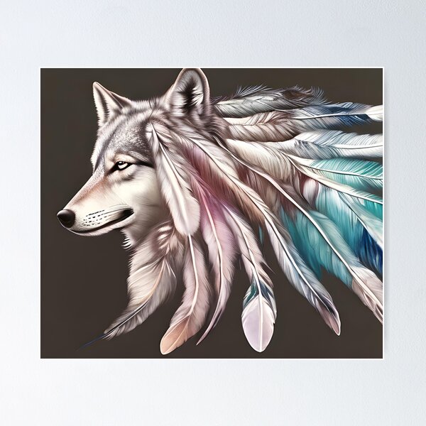Item preview, Wolf with Feathers designed and sold by christineiris.