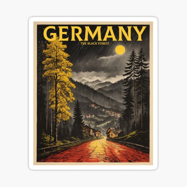 Artikel-Vorschau von Das Schwarzwald-Deutschland-Regennacht-Vintage-Reiseplakat, designt und verkauft von TravelersGems.
