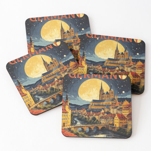 Item preview, Bamberg Germany Starry Night Vintage Travel Poster designed and sold by TravelersGems.