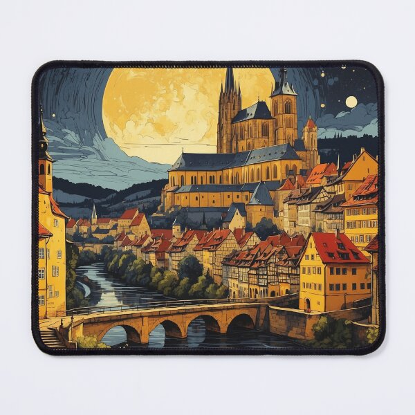 Item preview, Bamberg Germany Starry Night Vintage Travel Poster designed and sold by TravelersGems.