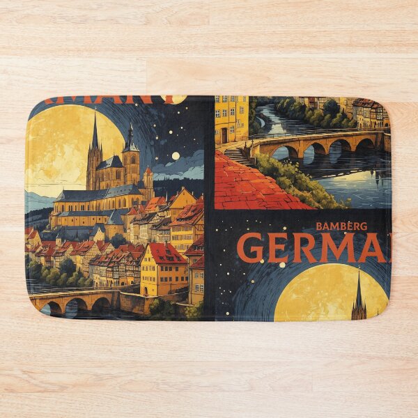 Item preview, Bamberg Germany Starry Night Vintage Travel Poster designed and sold by TravelersGems.