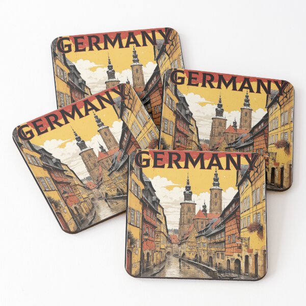 Item preview, Bamberg Germany Rainy Night Vintage Travel Poster designed and sold by TravelersGems.