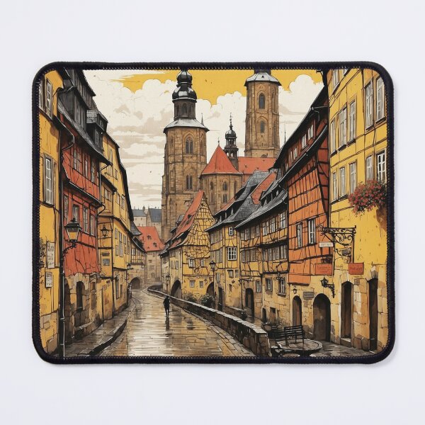 Item preview, Bamberg Germany Rainy Night Vintage Travel Poster designed and sold by TravelersGems.