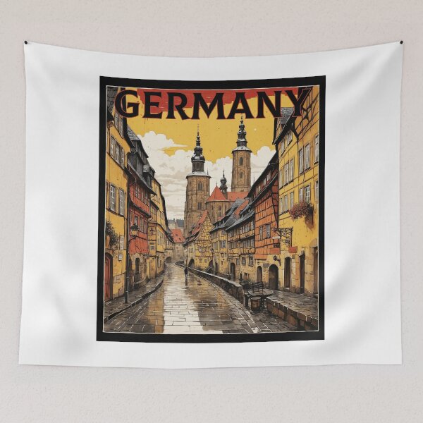 Item preview, Bamberg Germany Rainy Night Vintage Travel Poster designed and sold by TravelersGems.