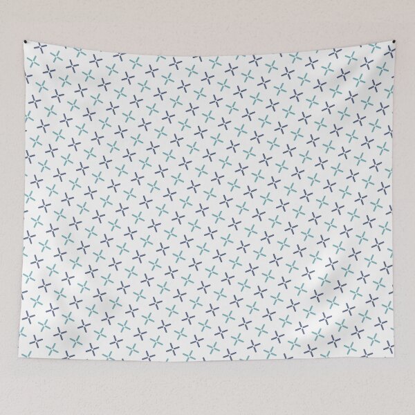 Item preview, Blue & Green Plus Symbols White Unlimited Ornaments Pattern designed and sold by Alchemy-A-La-G.