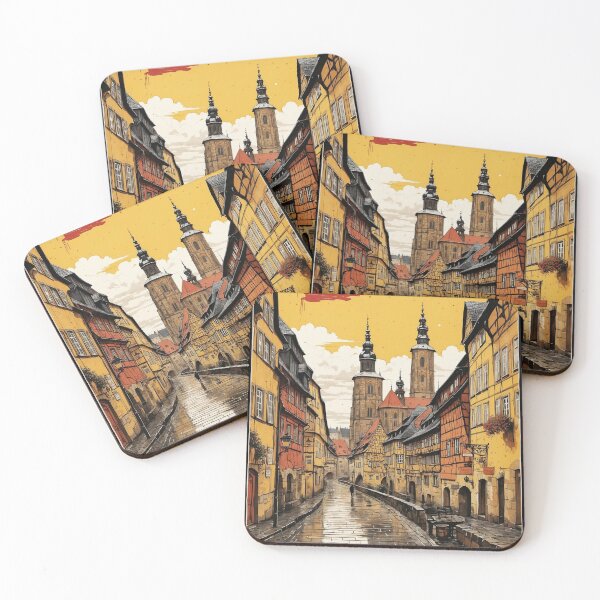 Item preview, Bamberg Germany Rainy Night Vintage Travel Poster Art designed and sold by TravelersGems.