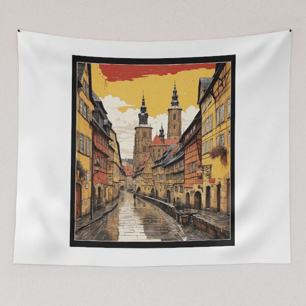 Item preview, Bamberg Germany Rainy Night Vintage Travel Poster Art designed and sold by TravelersGems.
