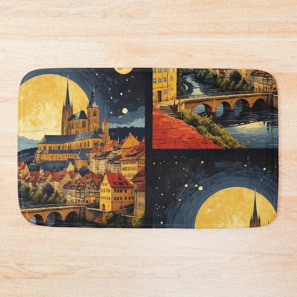 Item preview, Bamberg Germany Starry Night Vintage Travel Poster Art designed and sold by TravelersGems.