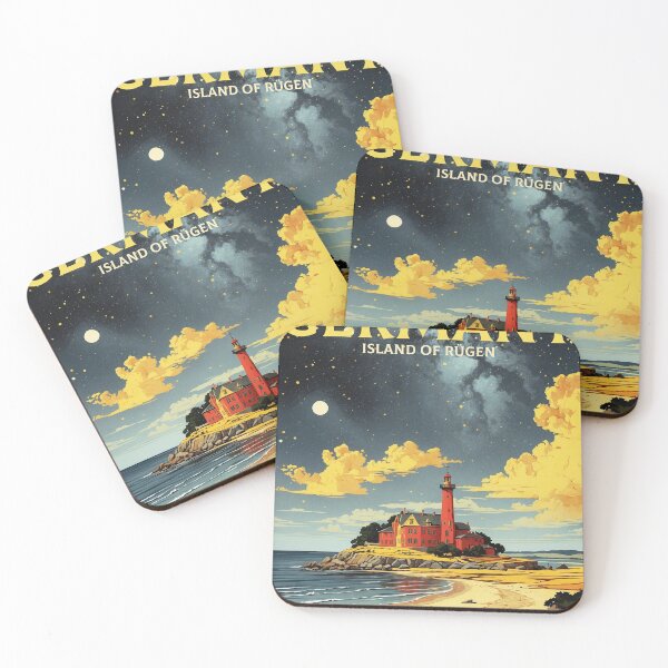 Item preview, Island of Rugen Germany Starry Night Vintage Travel Poster Art designed and sold by TravelersGems.