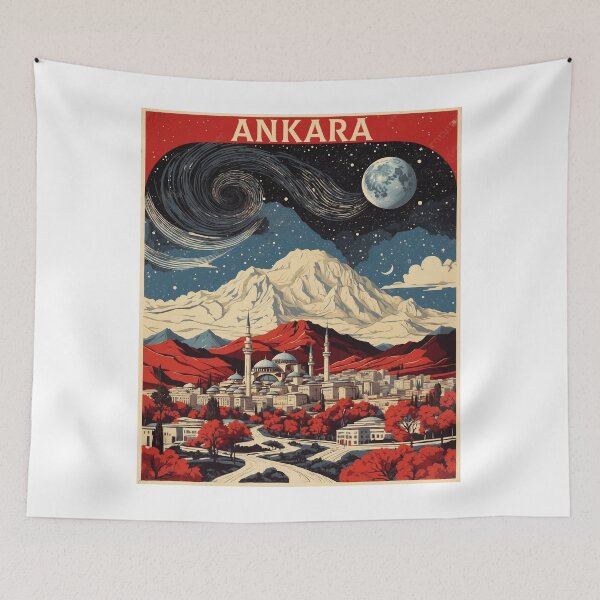 Item preview, Ankara Turkey Rainy Night Vintage Travel Poster designed and sold by TravelersGems.