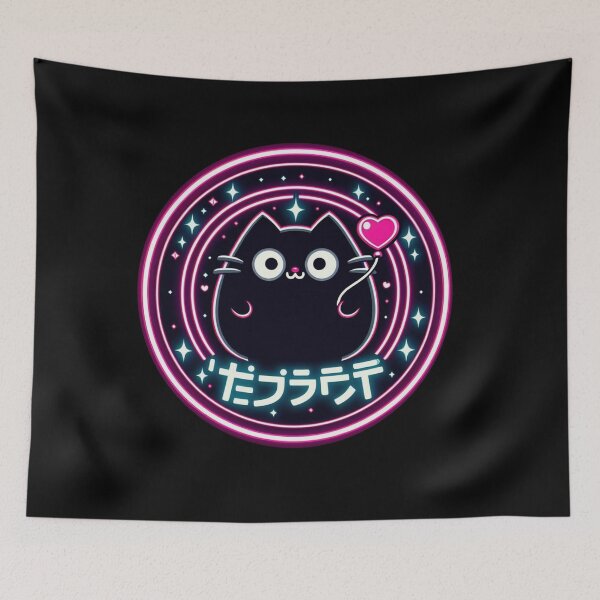 Item preview, Kawaii Black Cat Neon Red Balloon with Japanese Culture Details designed and sold by GALUMARKET.