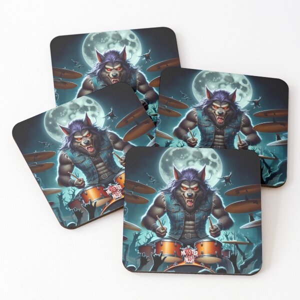 Item preview, Monster Mosh 2024 Tour Wolfie On Drums #DW-001 designed and sold by Ghastly Wicked Creations Studio.