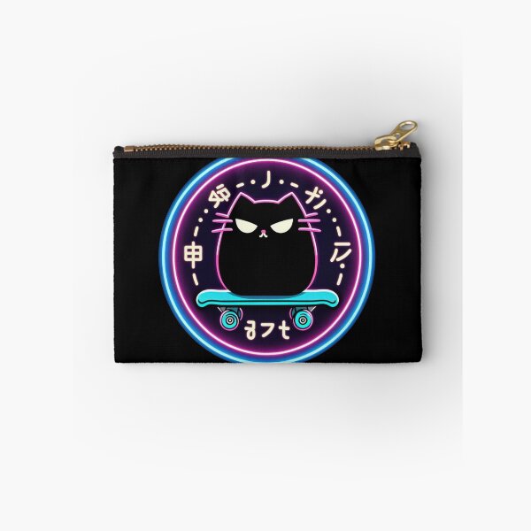 Item preview, Kawaii Black Cat Neon Skateboard with Japanese Culture Details designed and sold by GALUMARKET.