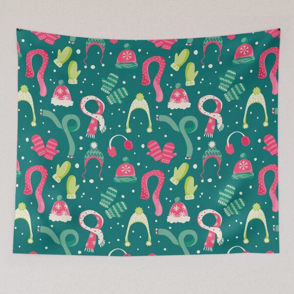 Item preview, Winter Accessories Kids Hats Mittens Green Pink Christmas designed and sold by SamAnnDesigns.