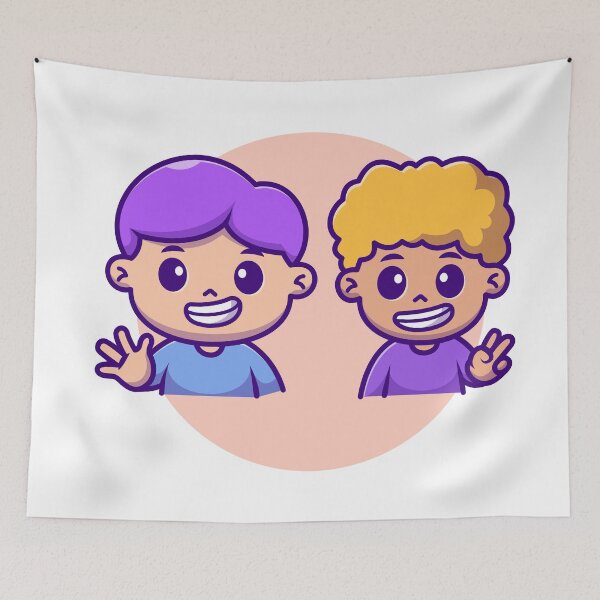 Item preview, Friendly Greetings: Cute Boy Waving Hand Cartoon Vector Icon designed and sold by hjian8219.
