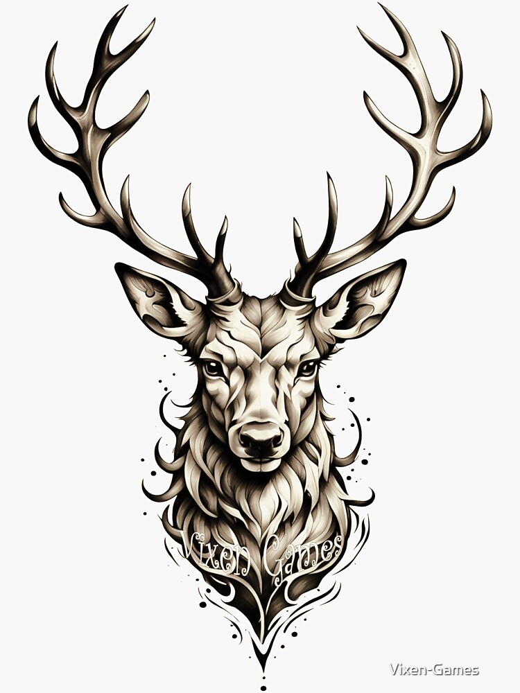 Thumbnail 3 of 3, Sticker, Vixen Games Fierce Stag designed and sold by Vixen-Games.