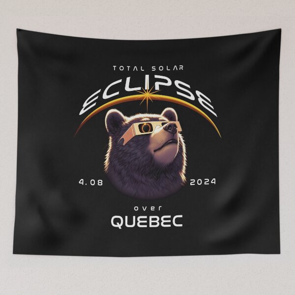 Item preview, Total Solar Eclipse Over Quebec, A Black Bear wearing sunglasses looking up at the Total Solar Eclipse, Animal Eclipse Viewing Pawty 2024. designed and sold by jeyel7.