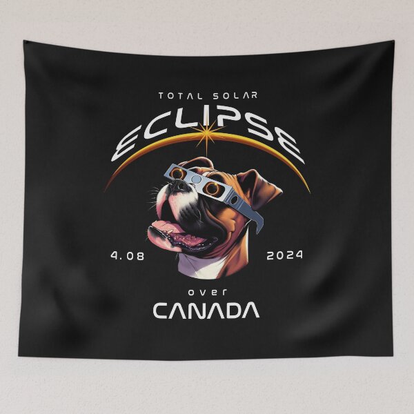 Item preview, Total Solar Eclipse Over Canada, A Boxer dog wearing sunglasses looking up at the Total Solar Eclipse, Animal Eclipse Viewing Pawty 2024. designed and sold by jeyel7.
