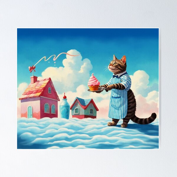 Item preview, Cat serving cupcake designed and sold by SassyArtistry.