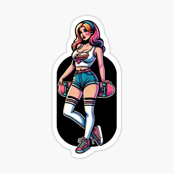 Hook-Ups Skateboard Hooters Sticker Sexy Anime Girl Skateboarding STICKER
