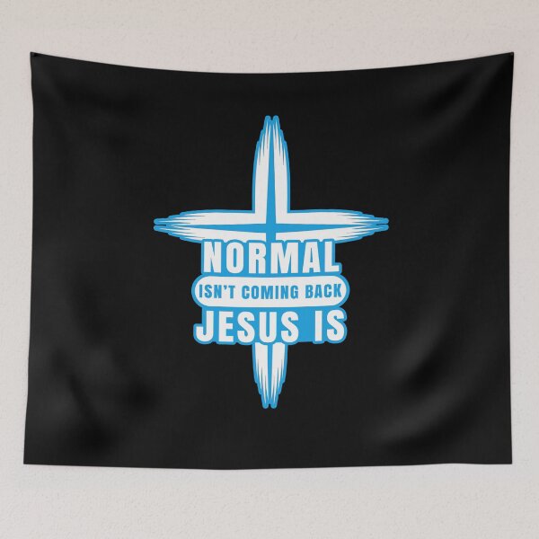 Item preview, Eternal Return Cross – "Normal isn't coming back, Jesus is" Blue designed and sold by GODS4US.