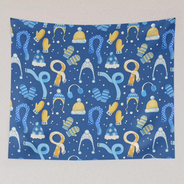 Item preview, Winter Accessories Kids Hats Mittens Blue Yellow Hanukkah  designed and sold by SamAnnDesigns.