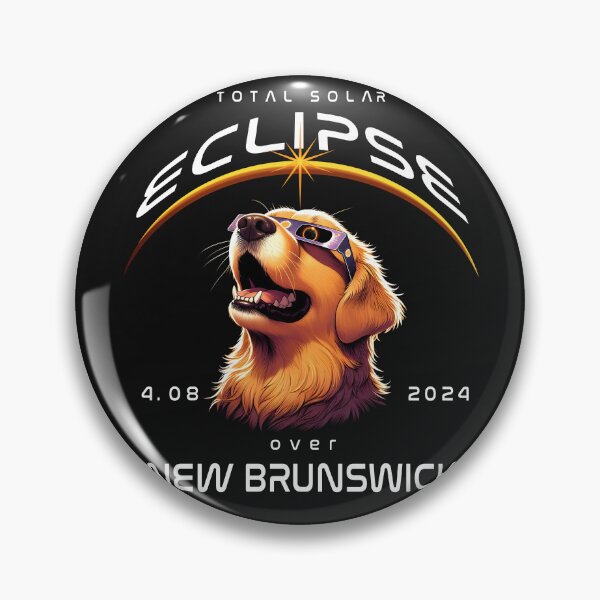 Artikelvorschau, Totale Sonnenfinsternis über New Brunswick, Kanada, ein Golden Retriever-Hund mit Sonnenbrille, der zur totalen Sonnenfinsternis aufblickt, Tierfinsternis beobachtend, Pawty entworfen und verkauft von jeyel7.