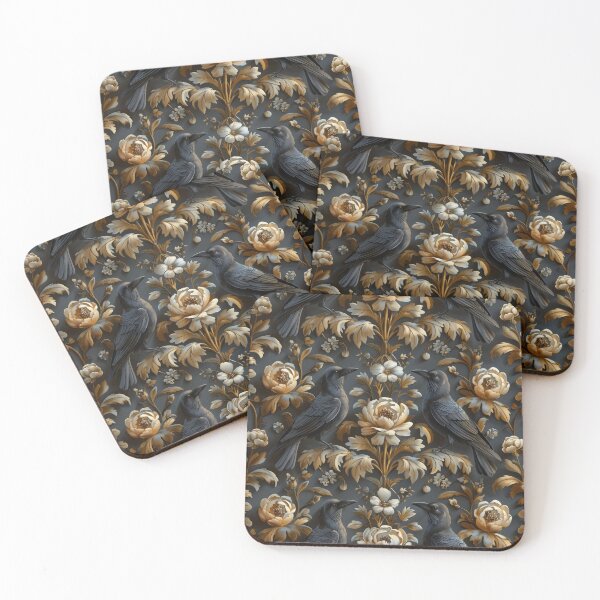 Item preview, Two Crows and Flowers Dark Print designed and sold by HoskingInd.