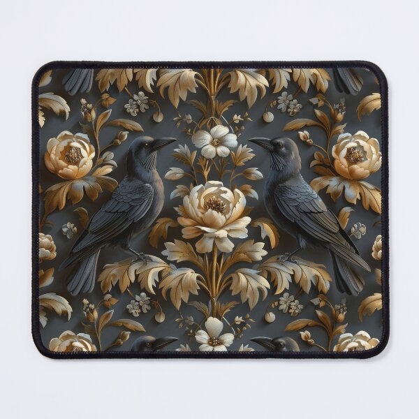 Item preview, Two Crows and Flowers Dark Print designed and sold by HoskingInd.