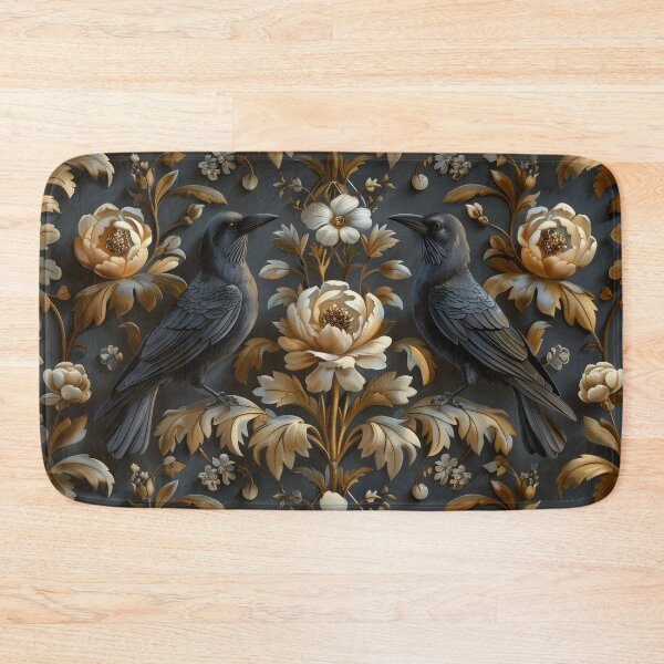 Item preview, Two Crows and Flowers Dark Print designed and sold by HoskingInd.