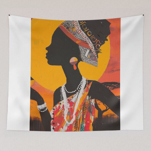 Item preview, abstract painting African Girl and Sun designed and sold by Rockwpapart.