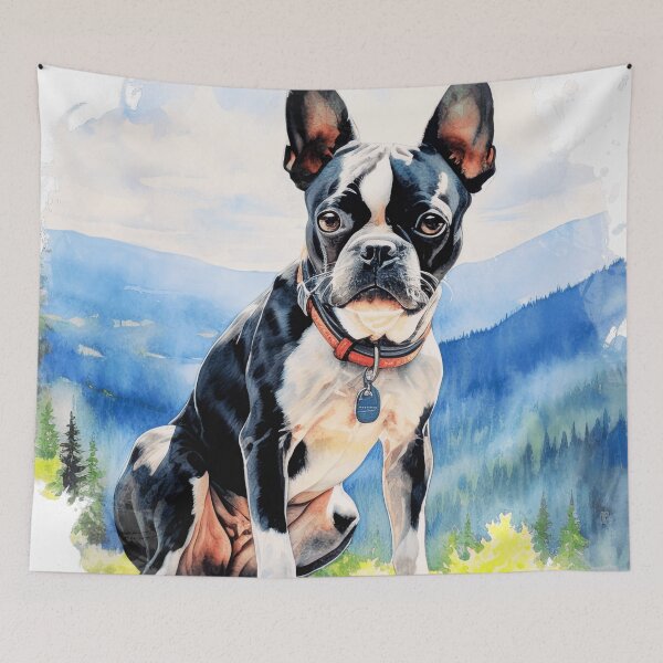 Item preview, Boston Terrier Wilderness Illustration designed and sold by TheAnimalZ00.