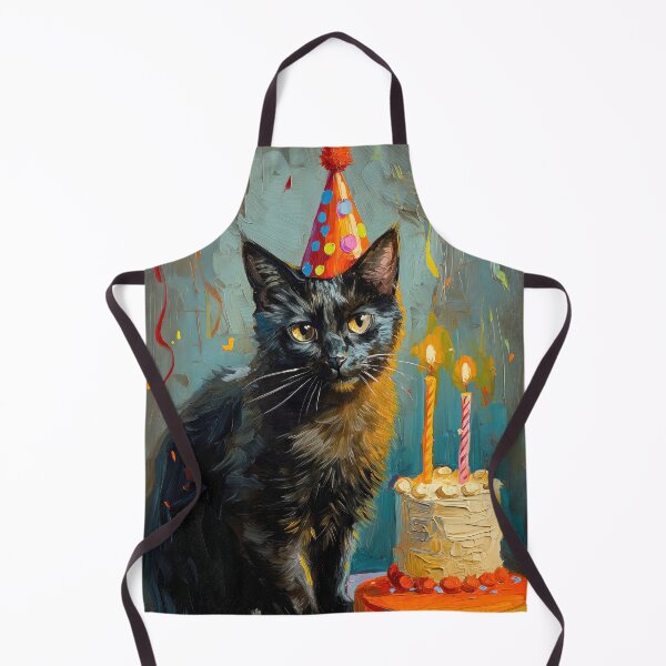 Item preview, Black Cat with Birthday Cake and Party Hat in Painted Style designed and sold by OddCorro.