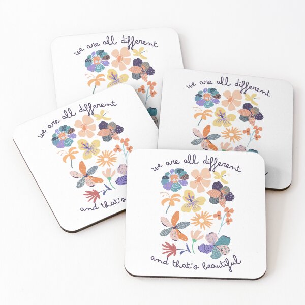 Item preview, We Are All Different And That’s Beautiful | Floral Quote Art designed and sold by Erica Leigh.