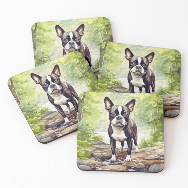 Item preview, Forest Boston Terrier Dog designed and sold by TheAnimalZ00.