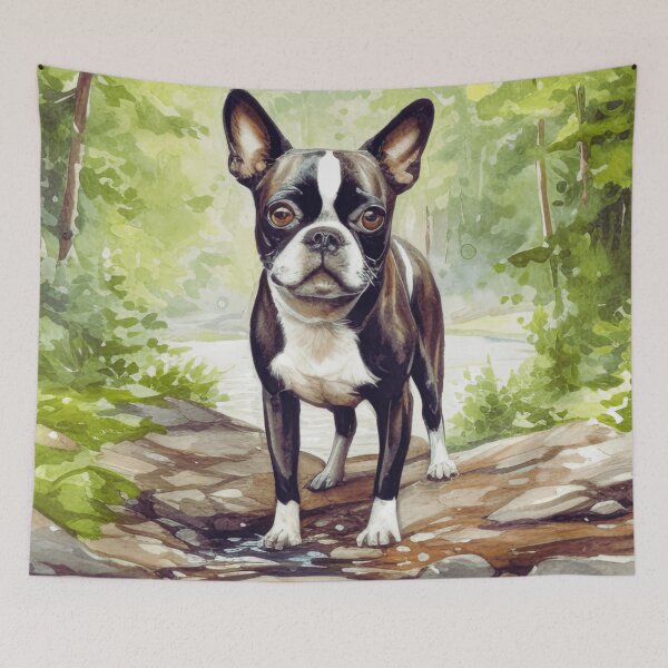 Item preview, Forest Boston Terrier Dog designed and sold by TheAnimalZ00.
