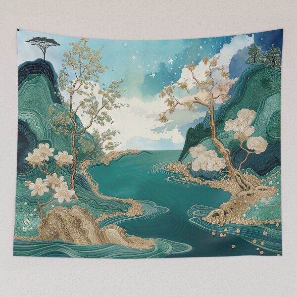Item preview, Japanese Embroidery Landscape - River and Mountains designed and sold by HausKatz.