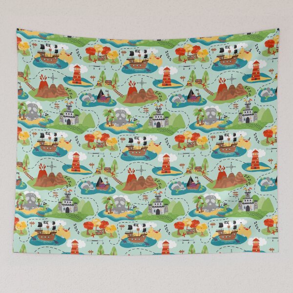 Item preview, Pirate Treasure Map On Light Blue designed and sold by SamAnnDesigns.