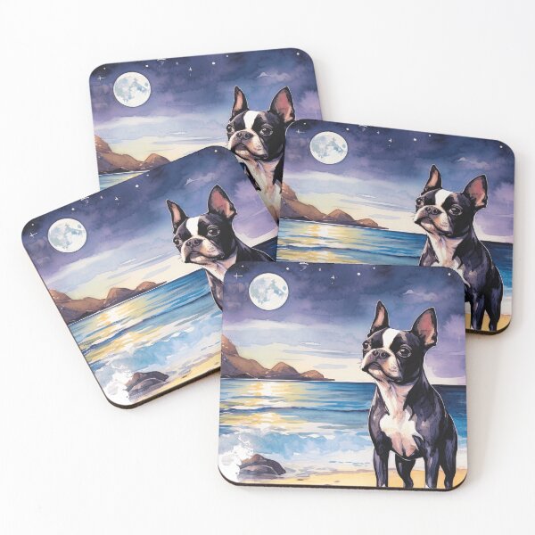 Item preview, Boston Terrier On The Beach At Night designed and sold by TheAnimalZ00.