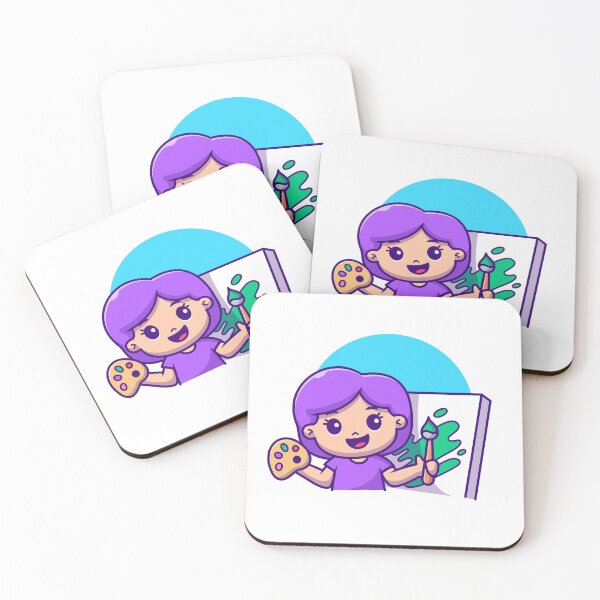 Item preview, Creative Explorer: Cute Girl Painting Cartoon Vector Icon designed and sold by hjian8219.
