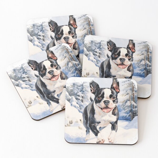 Item preview, Boston Terrier Running In The Snow designed and sold by TheAnimalZ00.