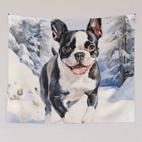Item preview, Boston Terrier Running In The Snow designed and sold by TheAnimalZ00.