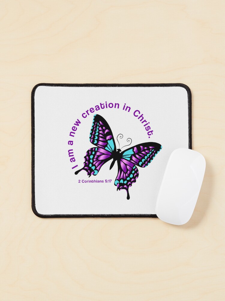 Thumbnail 1 of 5, Mouse Pad, New Creation Butterfly – "I am a new creature in Christ" designed and sold by GODS4US.