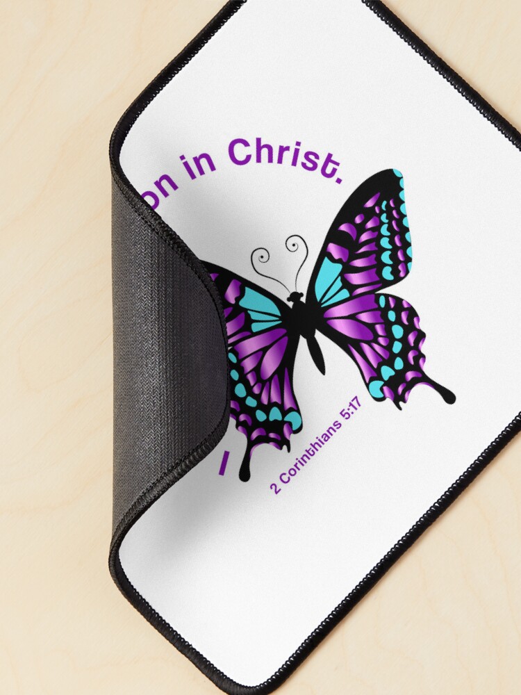 Thumbnail 2 of 5, Mouse Pad, New Creation Butterfly – "I am a new creature in Christ" designed and sold by GODS4US.