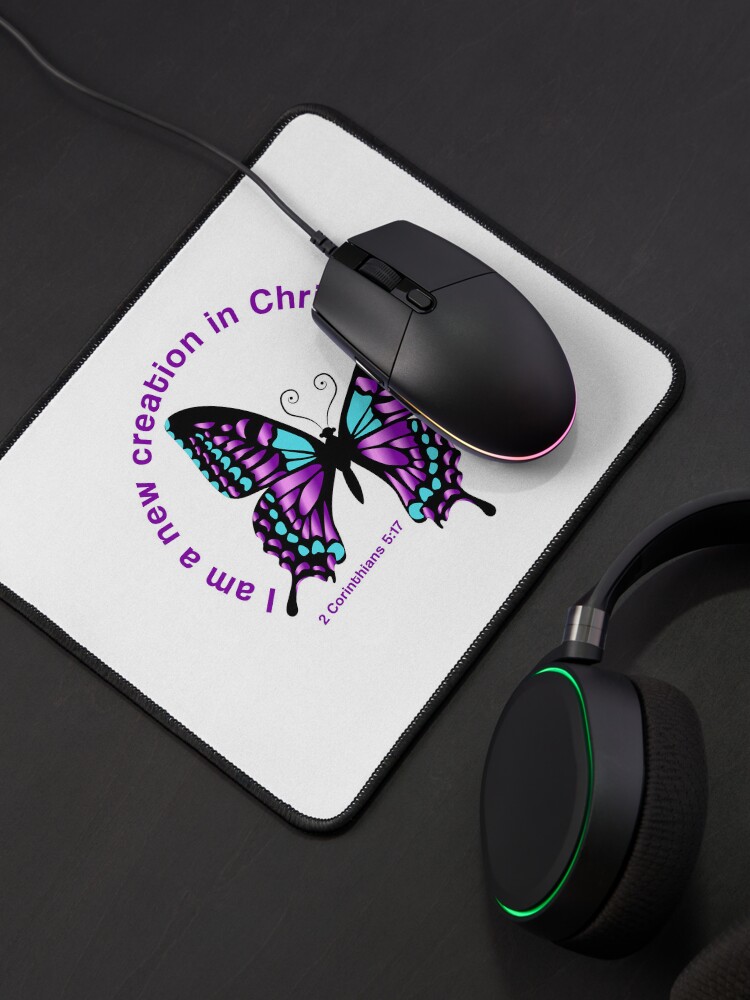 Thumbnail 4 of 5, Mouse Pad, New Creation Butterfly – "I am a new creature in Christ" designed and sold by GODS4US.