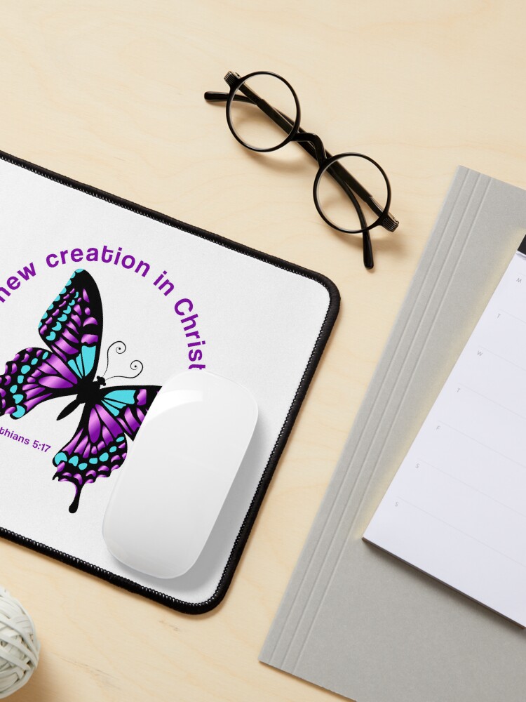 Thumbnail 3 of 5, Mouse Pad, New Creation Butterfly – "I am a new creature in Christ" designed and sold by GODS4US.