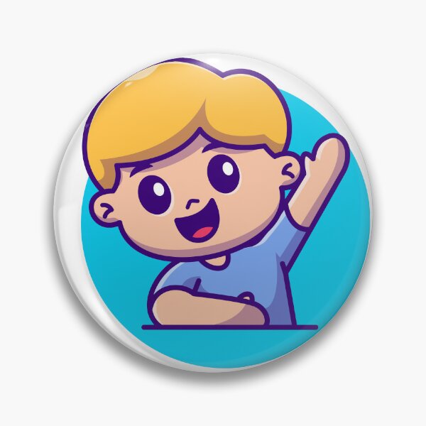 Item preview, "Eager Learner: Cute Boy Raise Hand Cartoon Vector Icon" designed and sold by hjian8219.